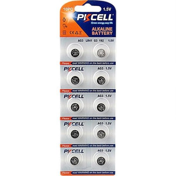 Pkcell PK Cell AG3-10B 1.5V Alkaline Button Cell Battery; Pack of 10 AG3-10B